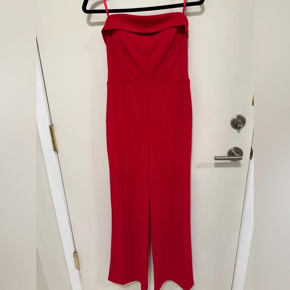 Elegant Red Women's Strapless Jumpsuit w/Built In Bra - Picture 4 of 11